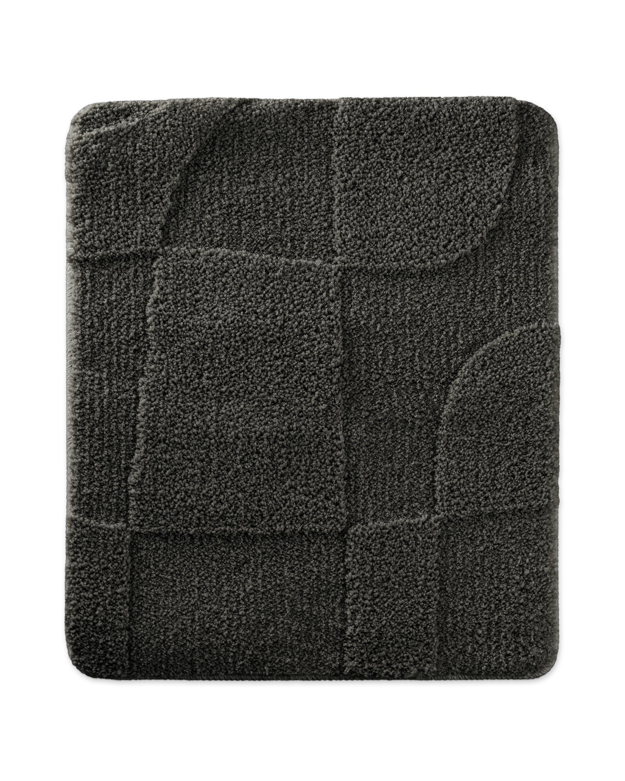 Badteppich von BathKing by WECONhome Davie Anthrazit Grau rechteckig 55x65 cm, Draufsicht auf Matte mit eingeprägtem Linienmuster auf hellem Hintergrund