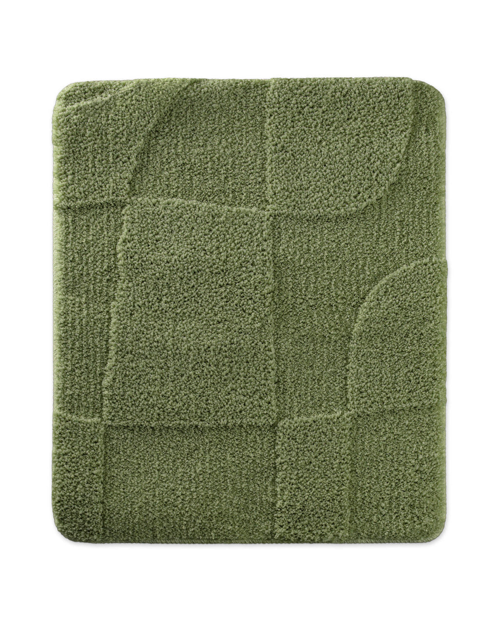 Badteppich von BathKing by WECONhome Davie Reseda Grün rechteckig 55x65 cm, Draufsicht auf Matte mit eingeprägtem Linienmuster auf hellem Hintergrund