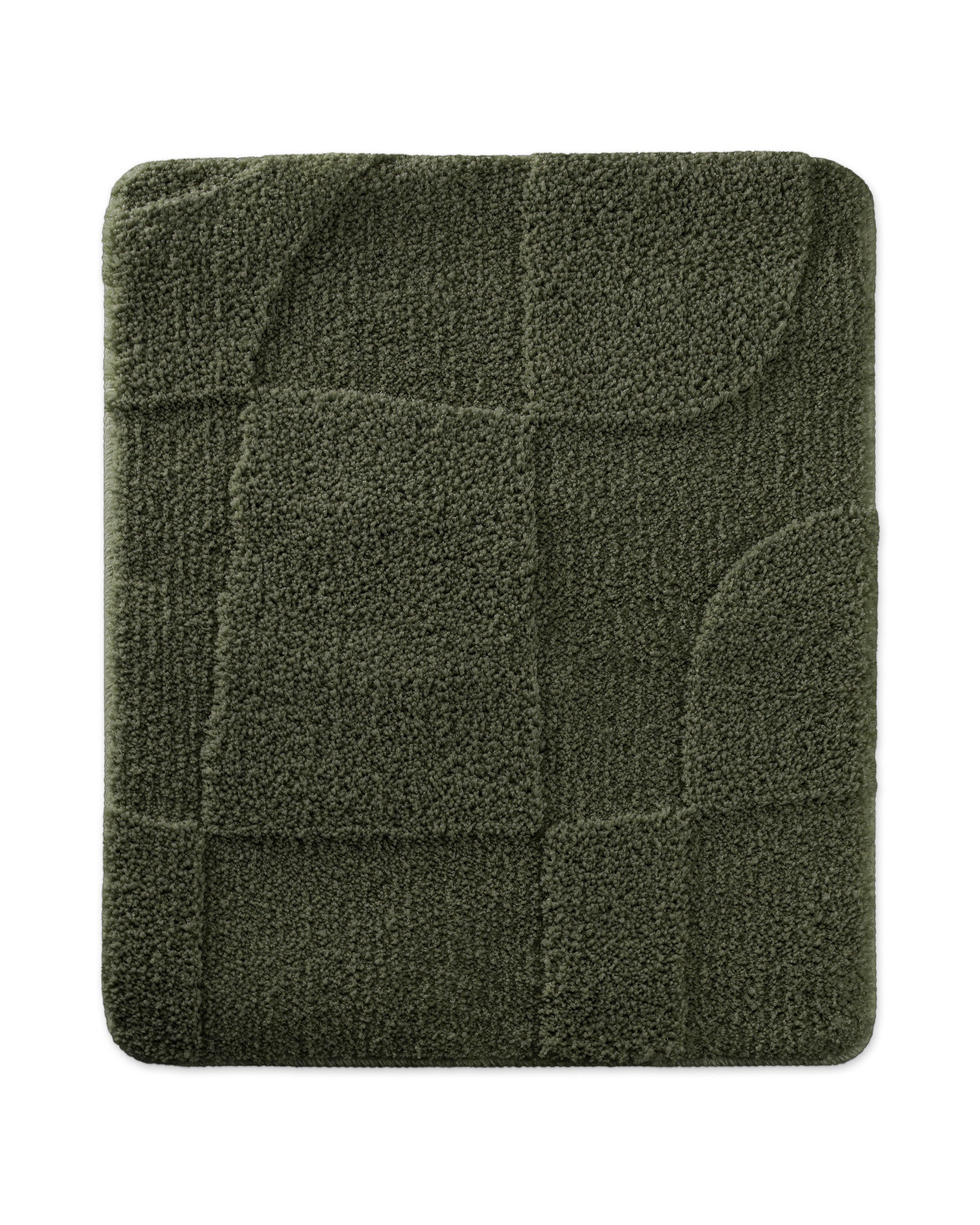 Badteppich von BathKing by WECONhome Davie Kiefer Grün rechteckig 55x65 cm, Draufsicht auf Matte mit eingeprägtem Linienmuster auf hellem Hintergrund