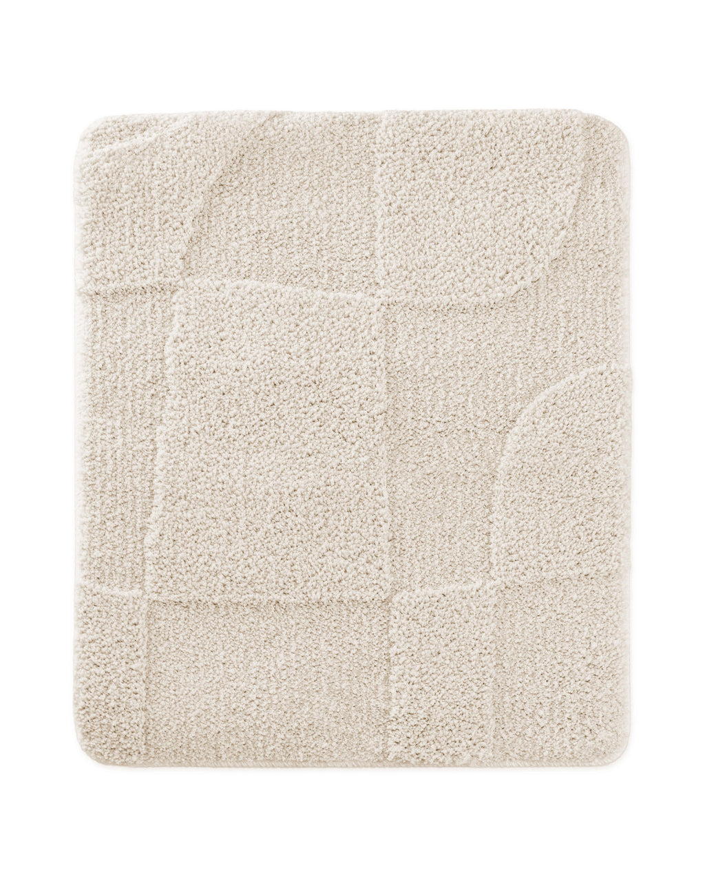 Badteppich von BathKing by WECONhome Davie Creme Weiß rechteckig 55x65 cm, Draufsicht auf Matte mit eingeprägtem Linienmuster auf hellem Hintergrund