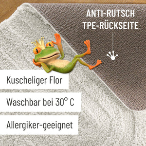 {"class" => "product-thumbnails__image", "alt" => "Badteppich von BathKing by WECONhome Fiete Weiß Detailaufnahme Flor auf Holzfußboden, eingeblendete Hinweise zu rutschhemmender Rückseite und Waschbarkeit"}