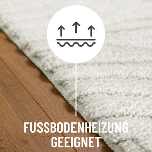 {"class" => "product-thumbnails__image", "alt" => "Badteppich von BathKing by WECONhome Fiete Weiß Detail auf Holzfußboden mit Symbol für Fußbodenheizung, Nahaufnahme von Flor und Teppichkante"}