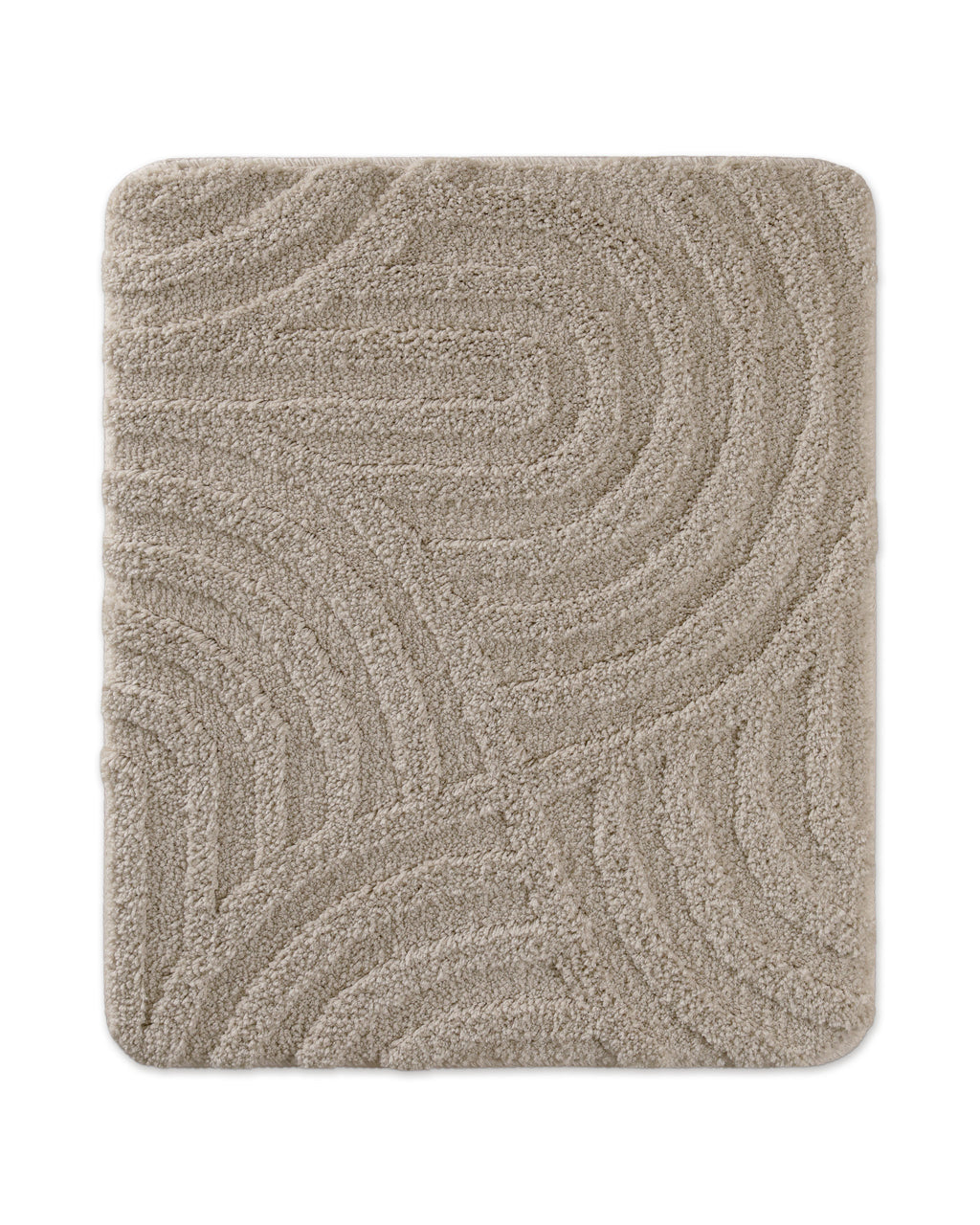 Badteppich von BathKing by WECONhome Fiete Grau rechteckig 55x65 cm, Draufsicht auf Matte mit eingeprägtem Linienmuster auf hellem Hintergrund