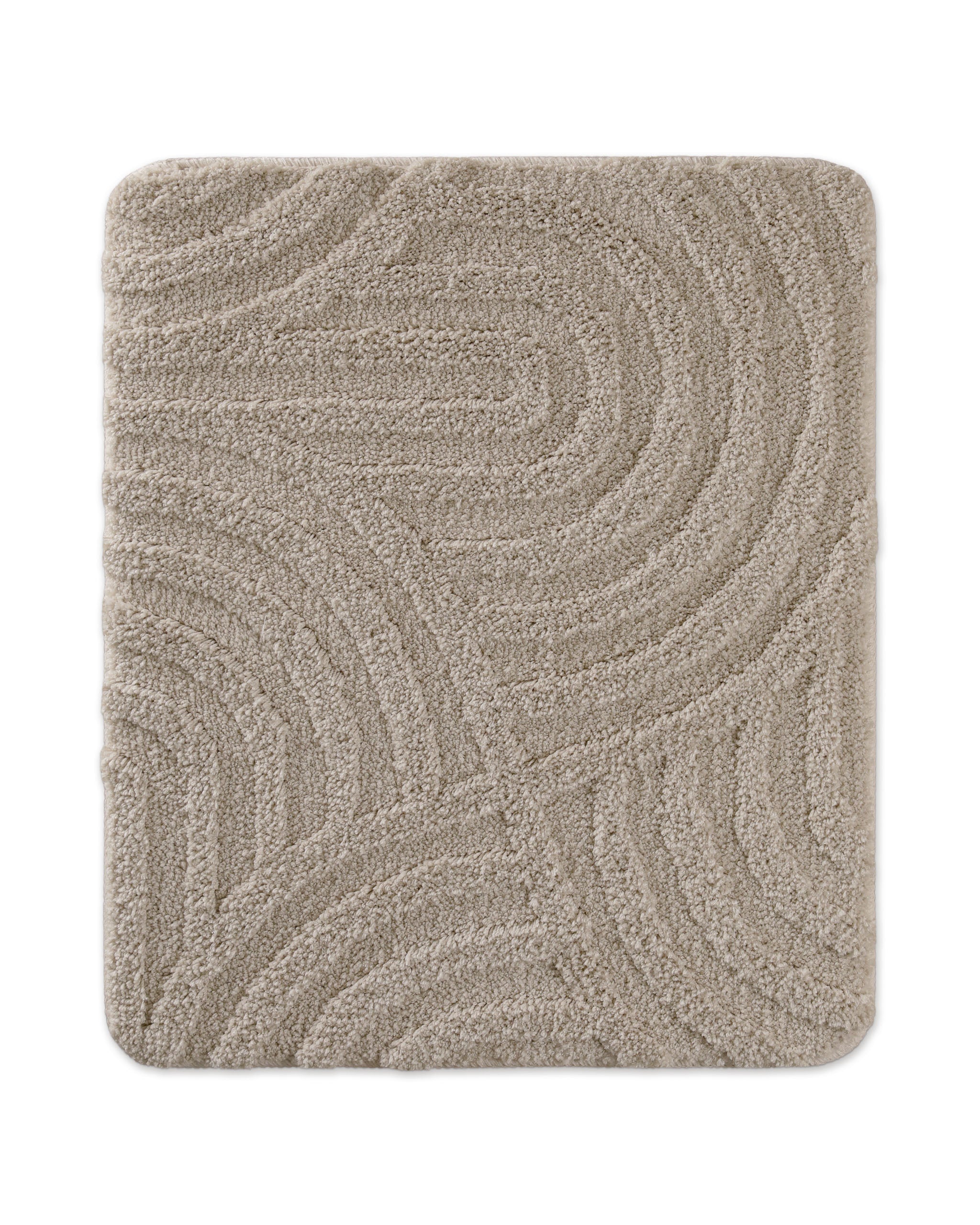 Badteppich von BathKing by WECONhome Fiete Grau rechteckig 55x65 cm, Draufsicht auf Matte mit eingeprägtem Linienmuster auf hellem Hintergrund