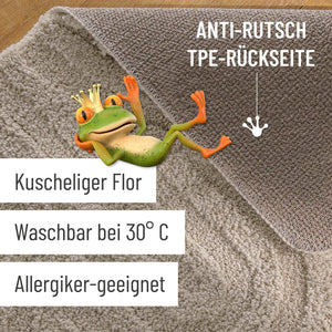 {"class" => "product-thumbnails__image", "alt" => "Badteppich von BathKing by WECONhome Fiete Grau Detailaufnahme Flor auf Holzfußboden, eingeblendete Hinweise zu rutschhemmender Rückseite und Waschbarkeit"}