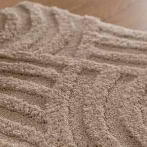 {"class" => "product-thumbnails__image", "alt" => "Badteppich von BathKing by WECONhome Fiete Sand Beige Nahaufnahme der Florstruktur, Linienrelief im dichten Teppichflor sichtbar"}