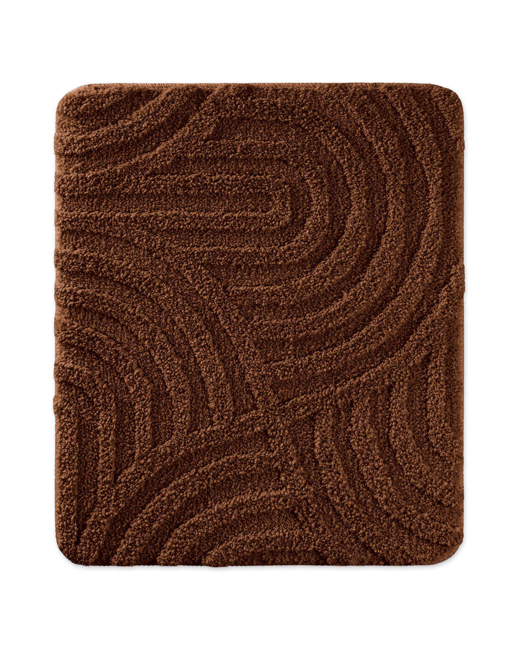 Badteppich von BathKing by WECONhome Fiete Braun rechteckig 55x65 cm, Draufsicht auf Matte mit eingeprägtem Linienmuster auf hellem Hintergrund