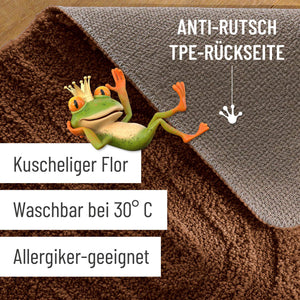 {"class" => "product-thumbnails__image", "alt" => "Badteppich von BathKing by WECONhome Fiete Braun Detailaufnahme Flor auf Holzfußboden, eingeblendete Hinweise zu rutschhemmender Rückseite und Waschbarkeit"}