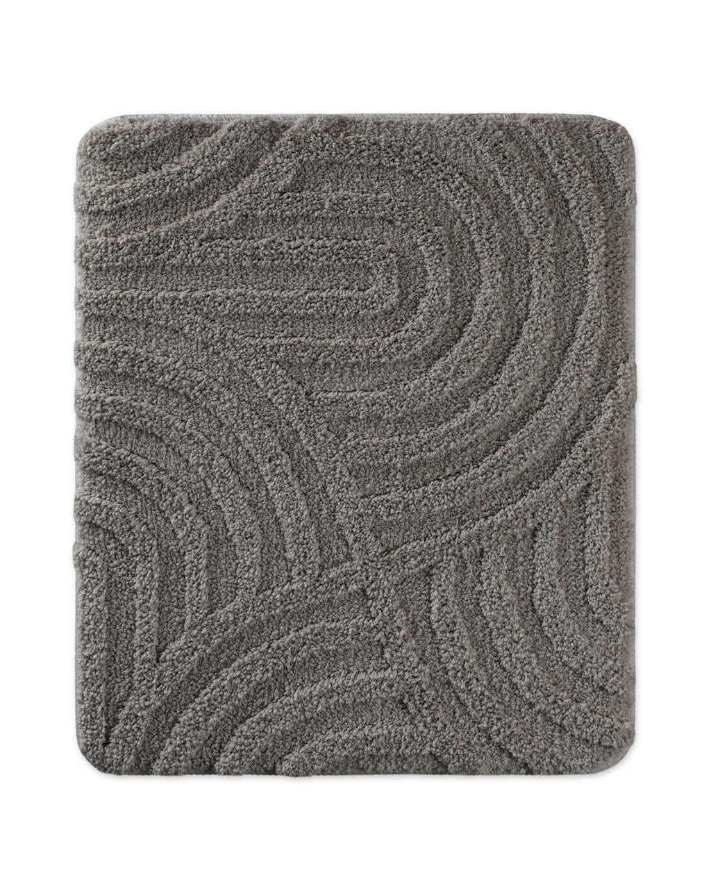 Badteppich von BathKing by WECONhome Fiete Basalt Grau rechteckig 55x65 cm, Draufsicht auf Matte mit eingeprägtem Linienmuster auf hellem Hintergrund