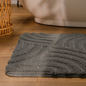 {"class" => "product-thumbnails__image", "alt" => "Badteppich von BathKing by WECONhome Fiete Basalt Grau runde Matte im Badezimmer vor Badewanne, Strukturmuster im Flor auf Holzboden sichtbar"}