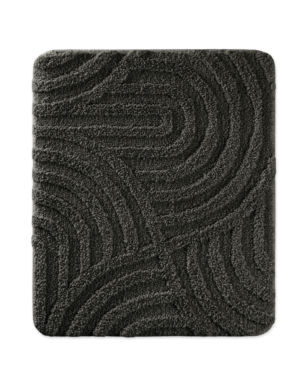 Badteppich von BathKing by WECONhome Fiete Anthrazit Grau rechteckig 55x65 cm, Draufsicht auf Matte mit eingeprägtem Linienmuster auf hellem Hintergrund