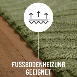 {"class" => "product-thumbnails__image", "alt" => "Badteppich von BathKing by WECONhome Fiete Reseda Grün Detail auf Holzfußboden mit Symbol für Fußbodenheizung, Nahaufnahme von Flor und Teppichkante"}