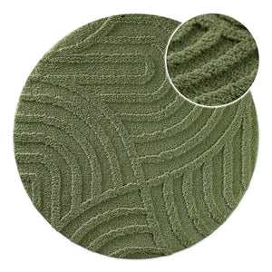 {"class" => "product-thumbnails__image", "alt" => "Badteppich von BathKing by WECONhome Fiete Reseda Grün rund, Draufsicht mit Detailkreis der Florstruktur und eingeprägtem Linienmuster auf hellem Hintergrund"}