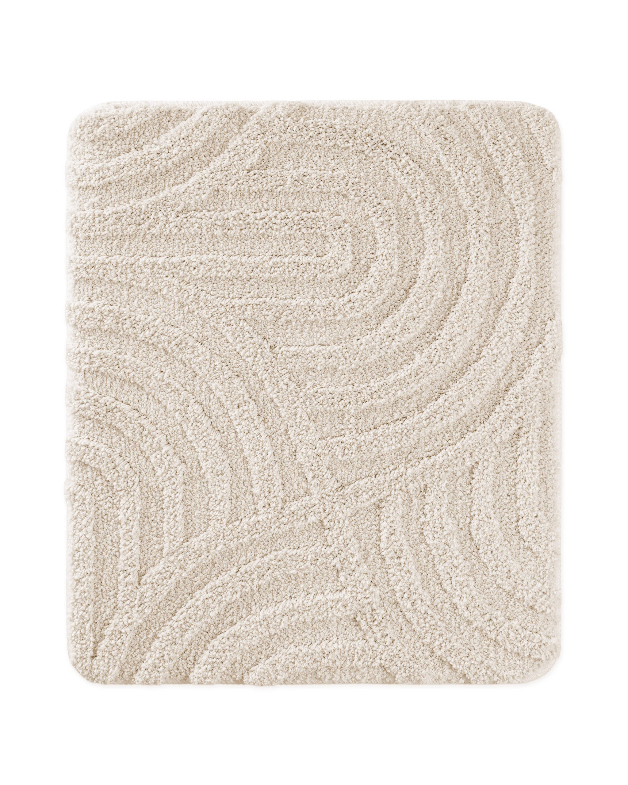 Badteppich von BathKing by WECONhome Fiete Creme Weiß rechteckig 55x65 cm, Draufsicht auf Matte mit eingeprägtem Linienmuster auf hellem Hintergrund