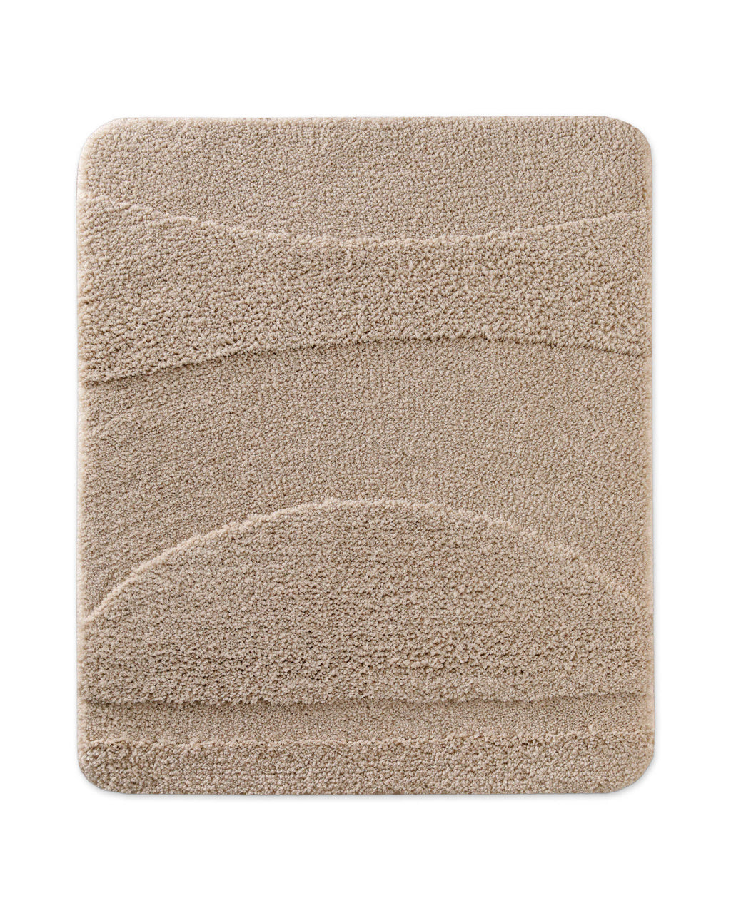 Badteppich von BathKing by WECONhome Marc Sand Beige rechteckig 55x65 cm, Draufsicht auf Matte mit eingeprägtem Linienmuster auf hellem Hintergrund