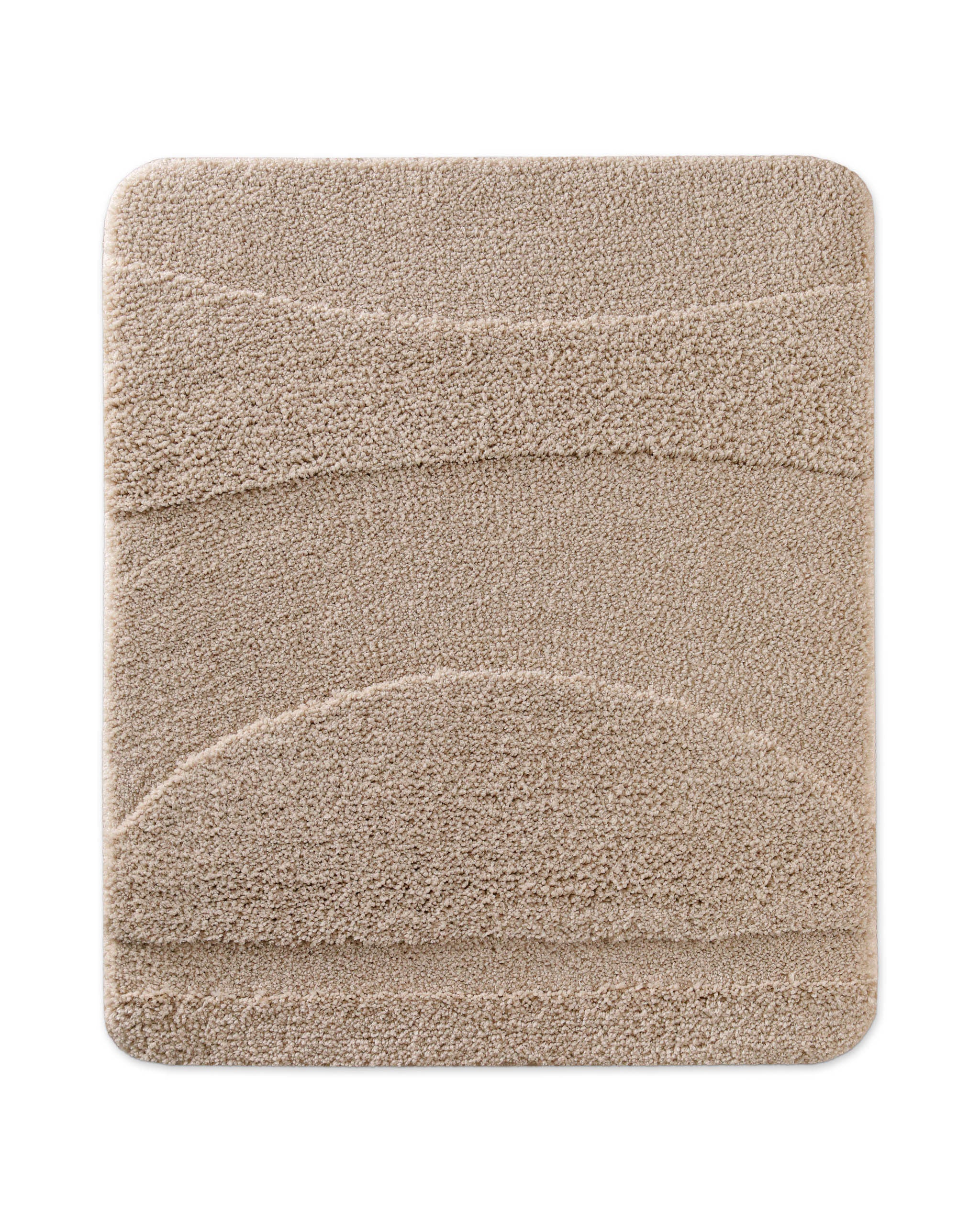 Badteppich von BathKing by WECONhome Marc Sand Beige rechteckig 55x65 cm, Draufsicht auf Matte mit eingeprägtem Linienmuster auf hellem Hintergrund