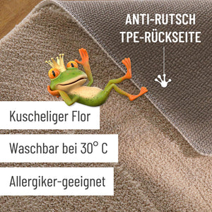 {"class" => "product-thumbnails__image", "alt" => "Badteppich von BathKing by WECONhome Marc Sand Beige Detailaufnahme Flor auf Holzfußboden, eingeblendete Hinweise zu rutschhemmender Rückseite und Waschbarkeit"}