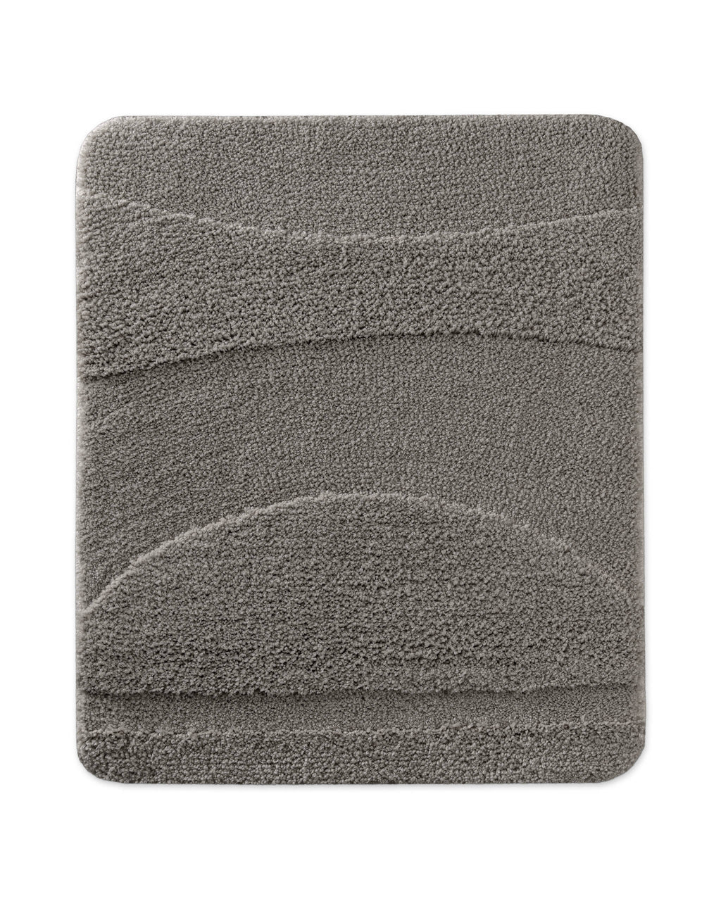 Badteppich von BathKing by WECONhome Marc Basalt Grau rechteckig 55x65 cm, Draufsicht auf Matte mit eingeprägtem Linienmuster auf hellem Hintergrund