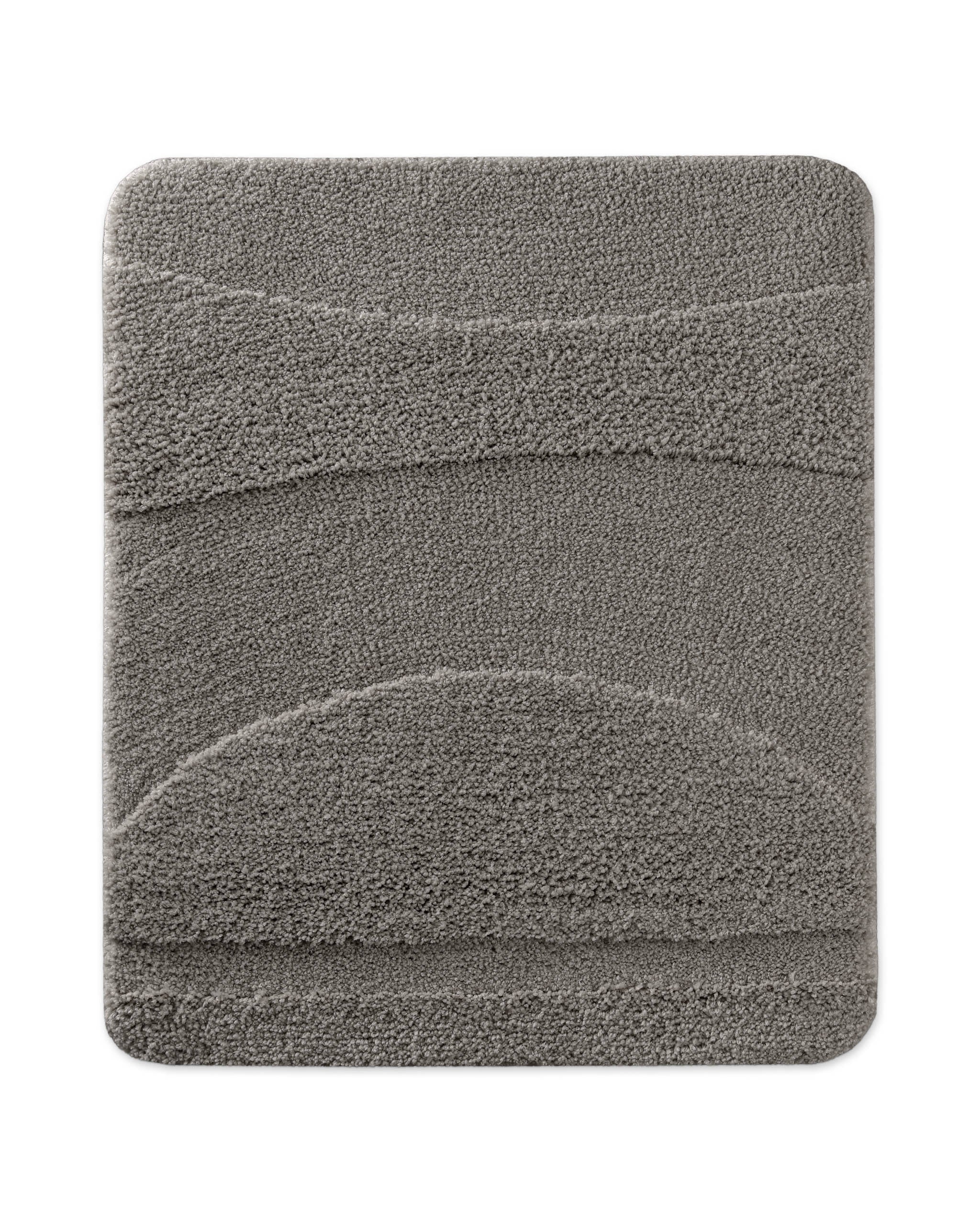 Badteppich von BathKing by WECONhome Marc Basalt Grau rechteckig 55x65 cm, Draufsicht auf Matte mit eingeprägtem Linienmuster auf hellem Hintergrund