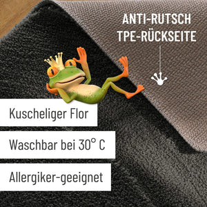 {"class" => "product-thumbnails__image", "alt" => "Badteppich von BathKing by WECONhome Marc Anthrazit Grau Detailaufnahme Flor auf Holzfußboden, eingeblendete Hinweise zu rutschhemmender Rückseite und Waschbarkeit"}