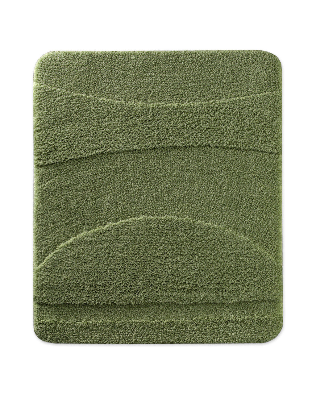 Badteppich von BathKing by WECONhome Marc Reseda Grün rechteckig 55x65 cm, Draufsicht auf Matte mit eingeprägtem Linienmuster auf hellem Hintergrund