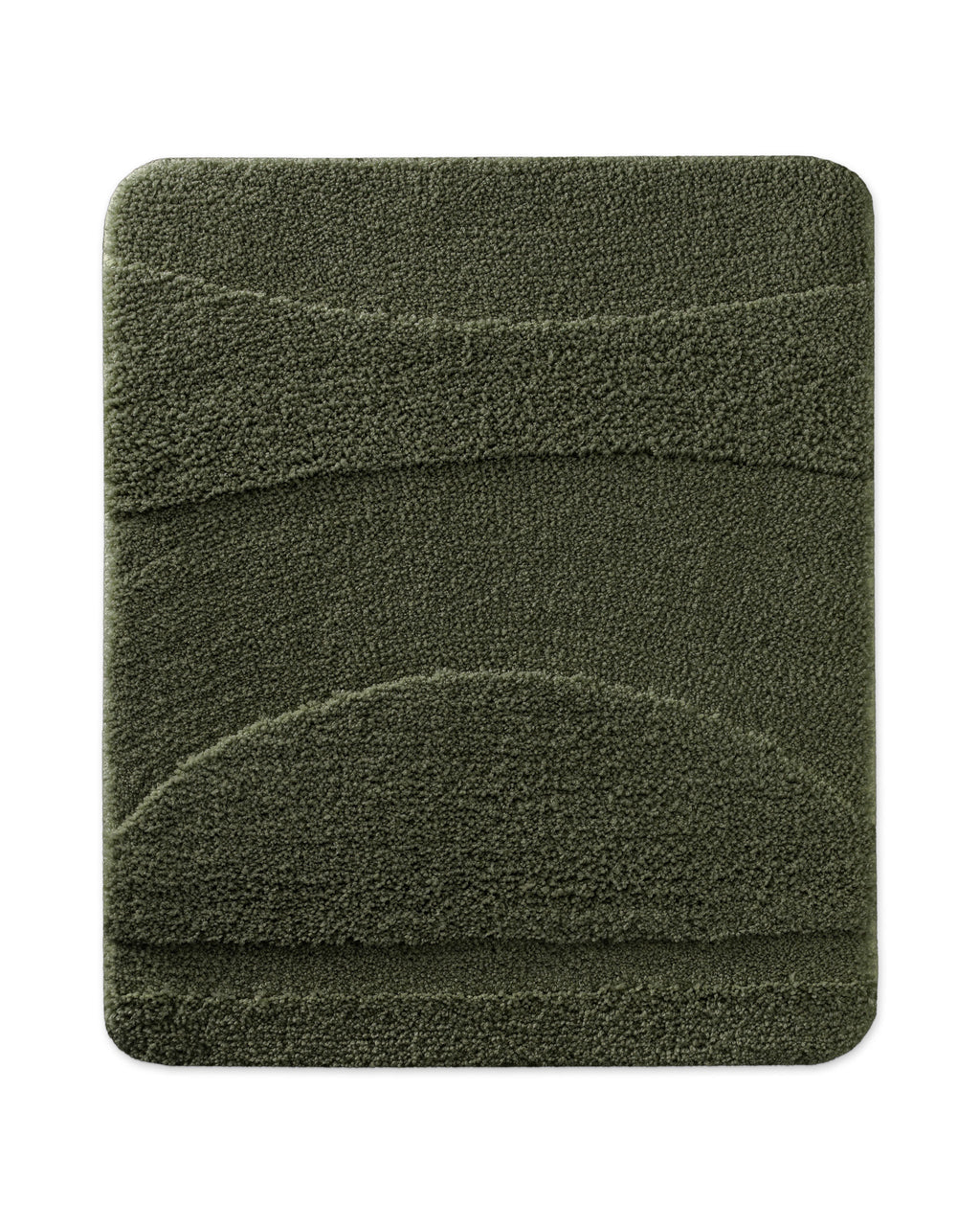 Badteppich von BathKing by WECONhome Marc Kiefer Grün rechteckig 55x65 cm, Draufsicht auf Matte mit eingeprägtem Linienmuster auf hellem Hintergrund