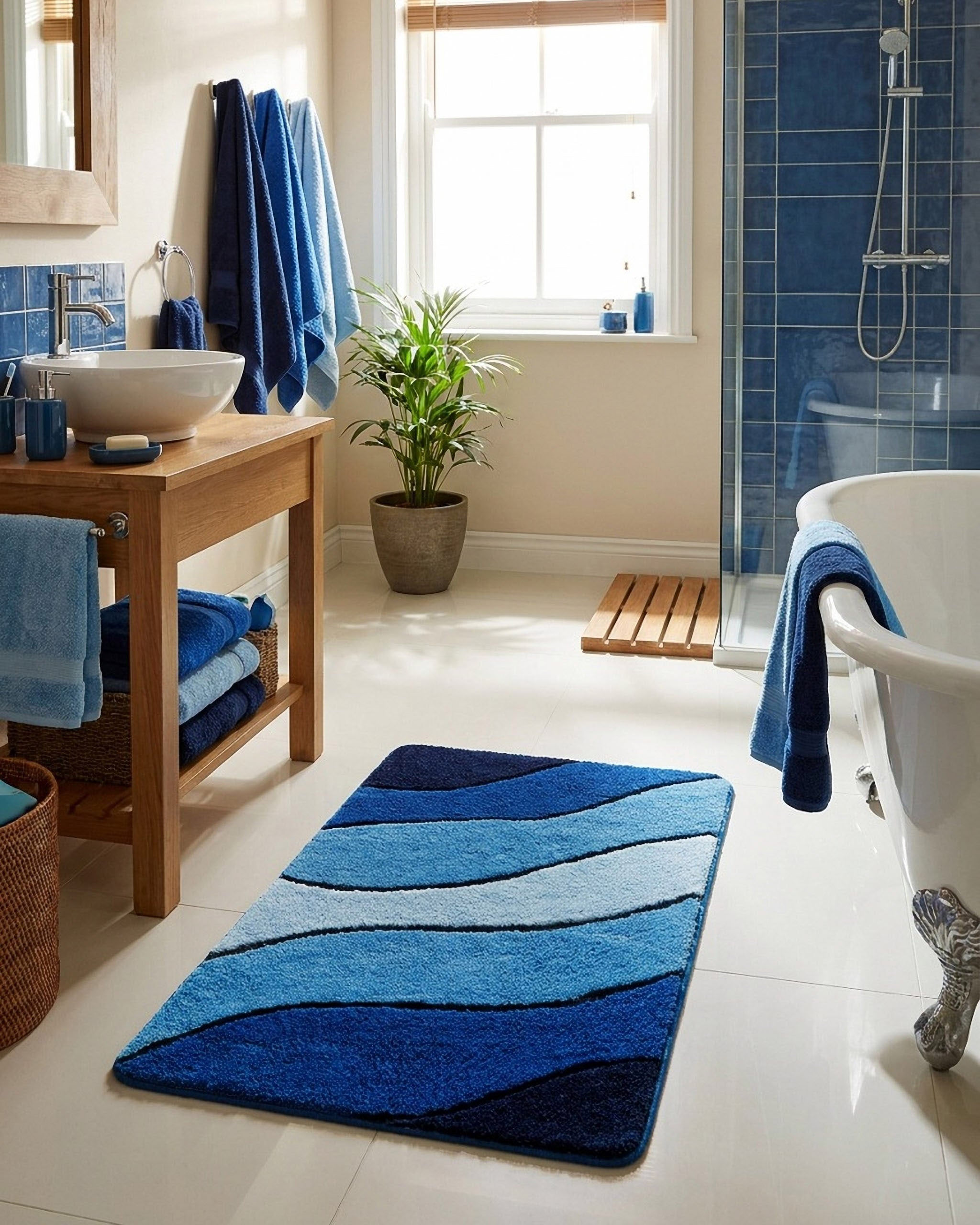 Badteppich Blau Multi "Monte Cavo" Homie Living