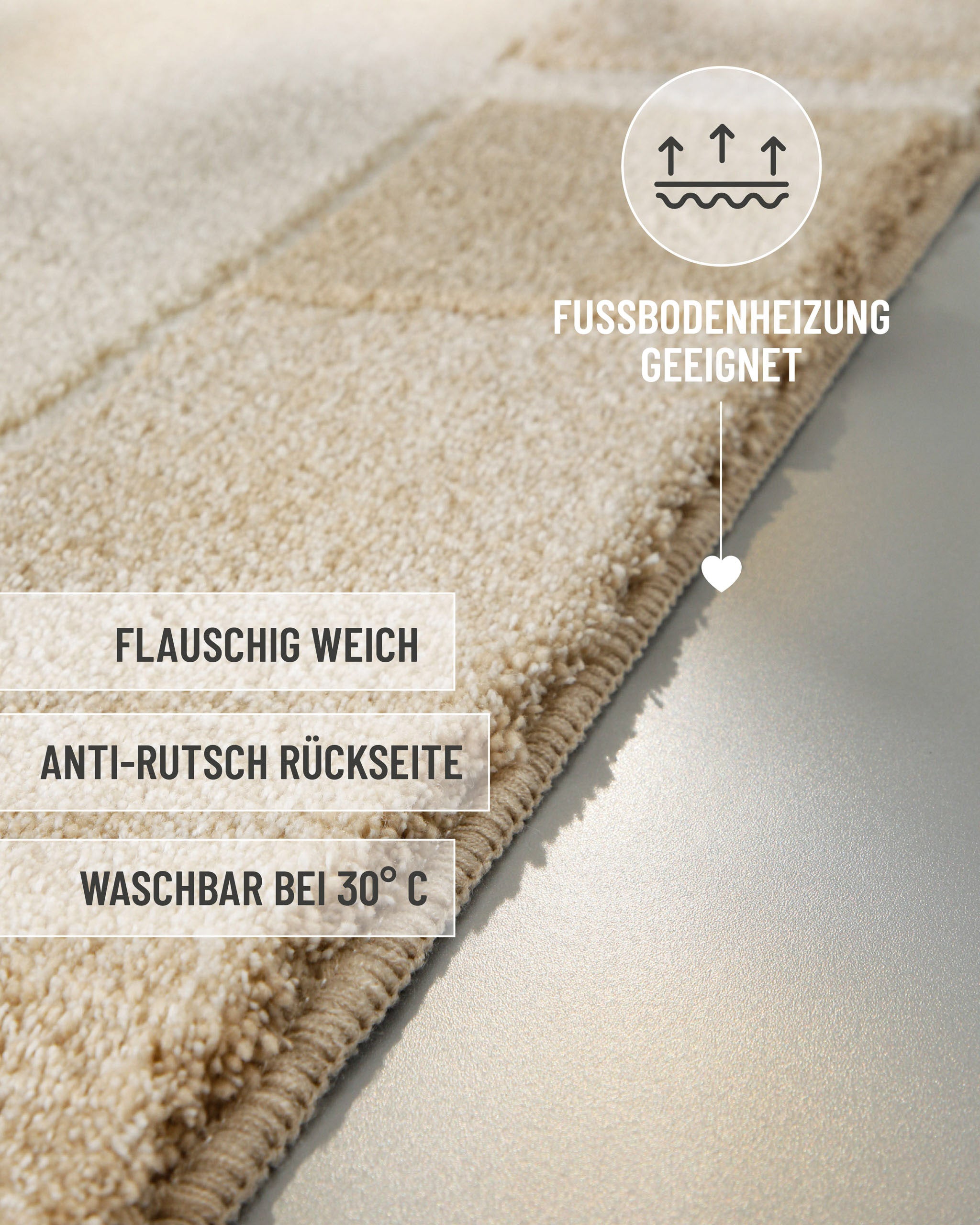 Badteppich Beige Multi "Villa Elba" Homie Living