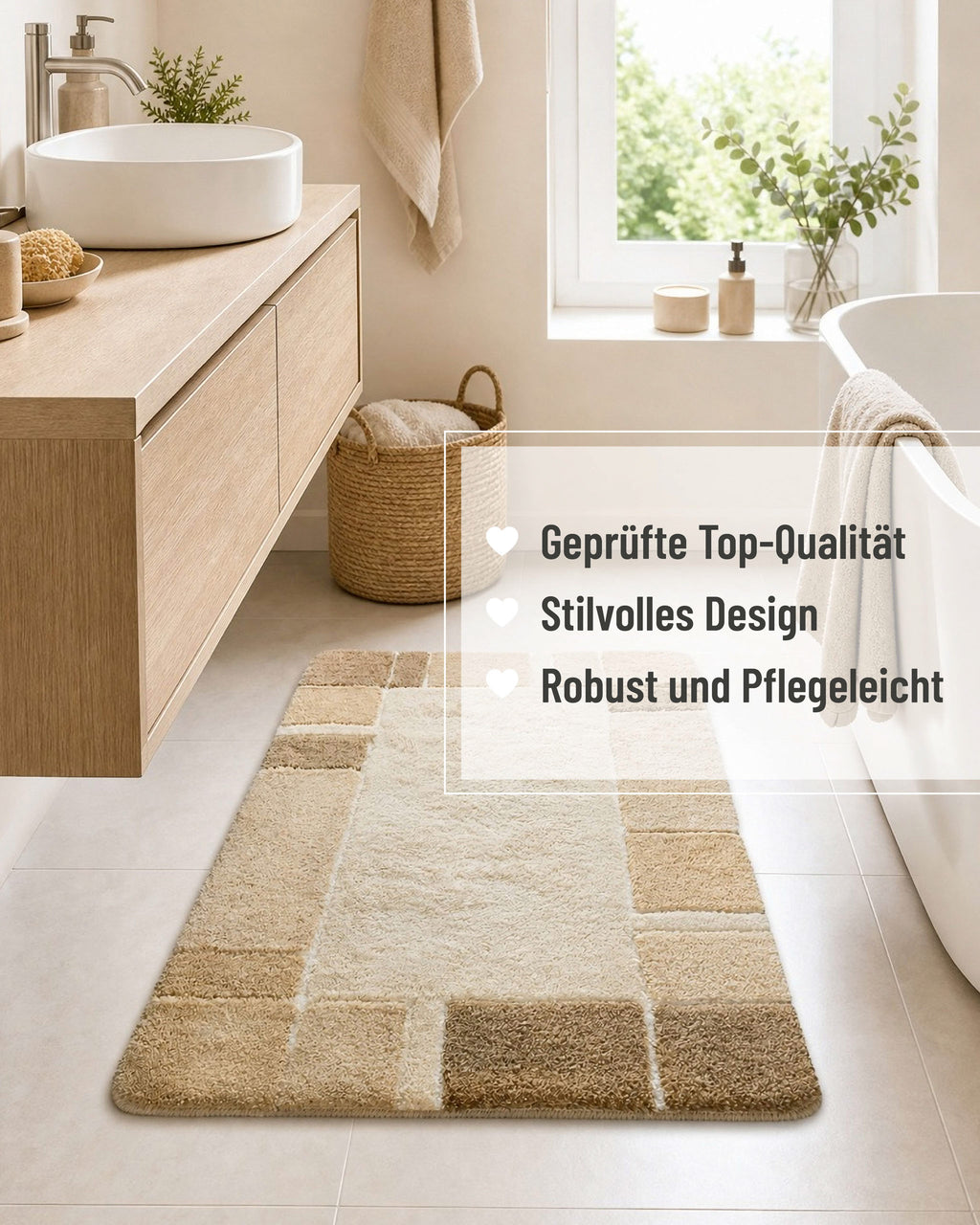 Badteppich Beige Multi "Villa Elba" Homie Living