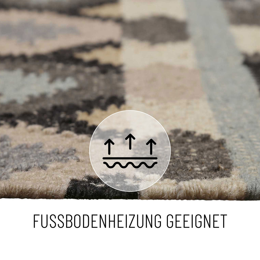 Kelim Teppich Hellgrau aus Wolle "Balou" Green Looop