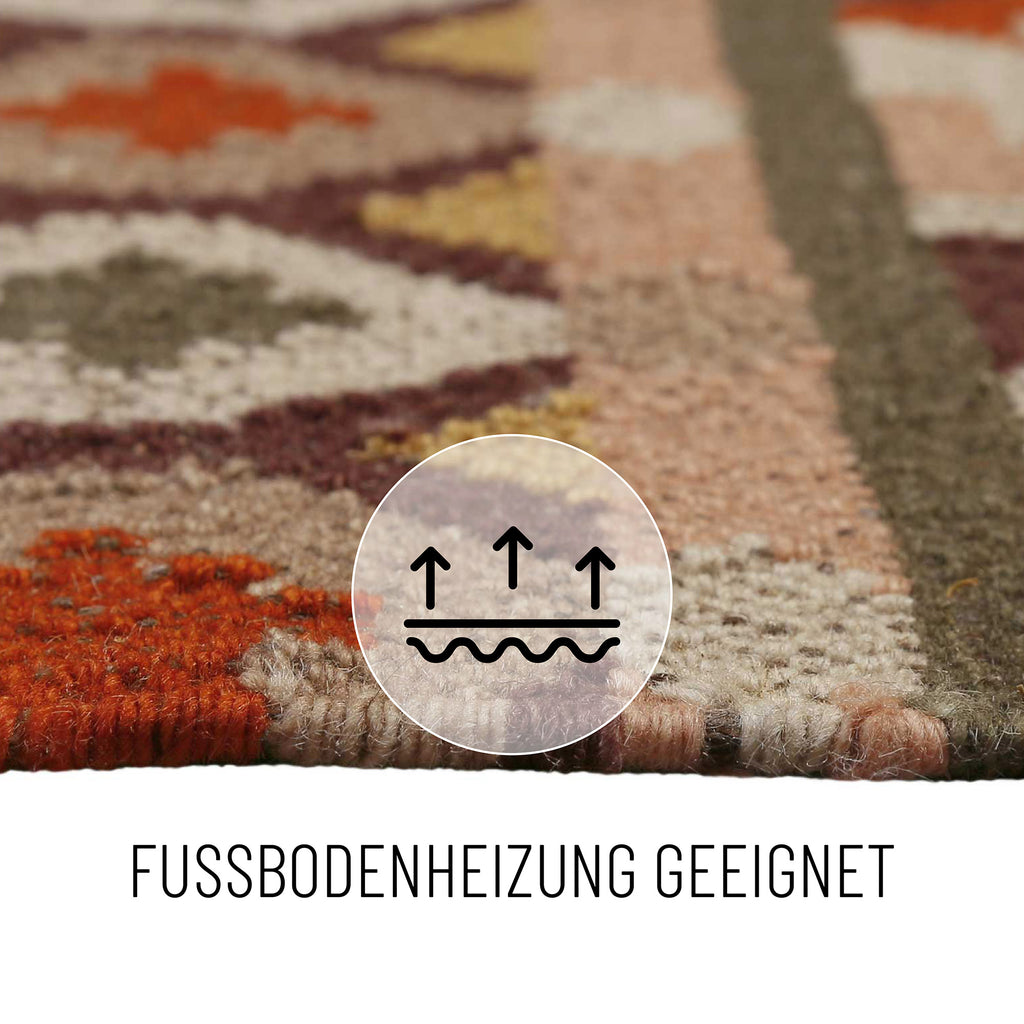 Kelim Teppich Rostbraun aus Wolle "Balou" Green Looop