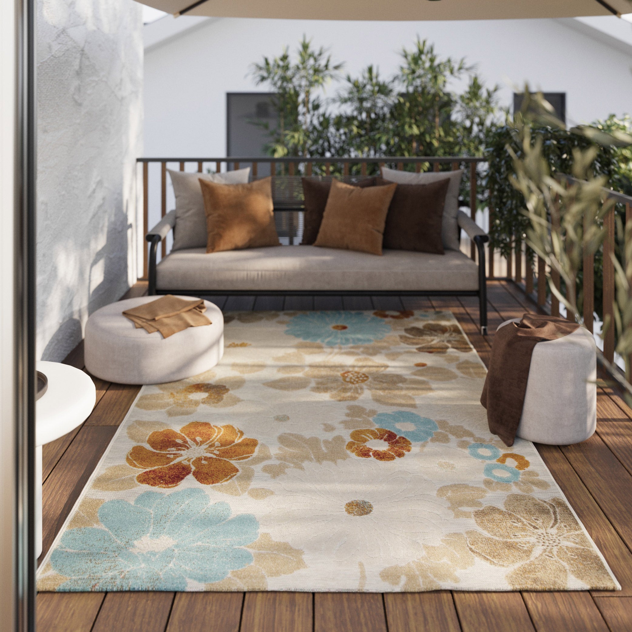 In & Outdoorteppich Beige "BeachFlower" WECONhome