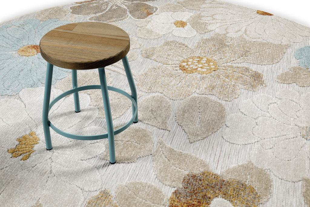 In & Outdoorteppich Rund Beige "BeachFlower" WECONhome
