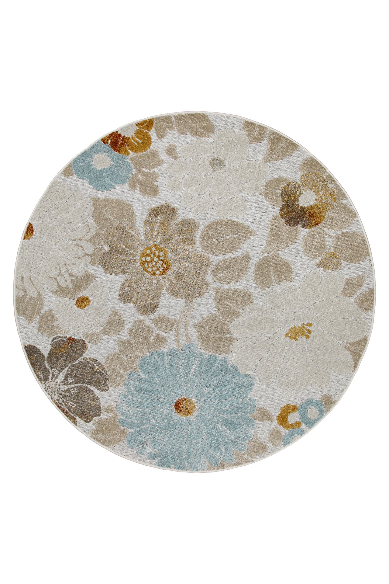 In & Outdoorteppich Rund Beige "BeachFlower" WECONhome