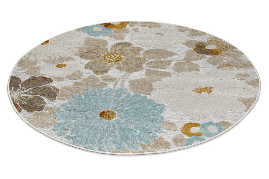 In & Outdoorteppich Rund Beige "BeachFlower" WECONhome