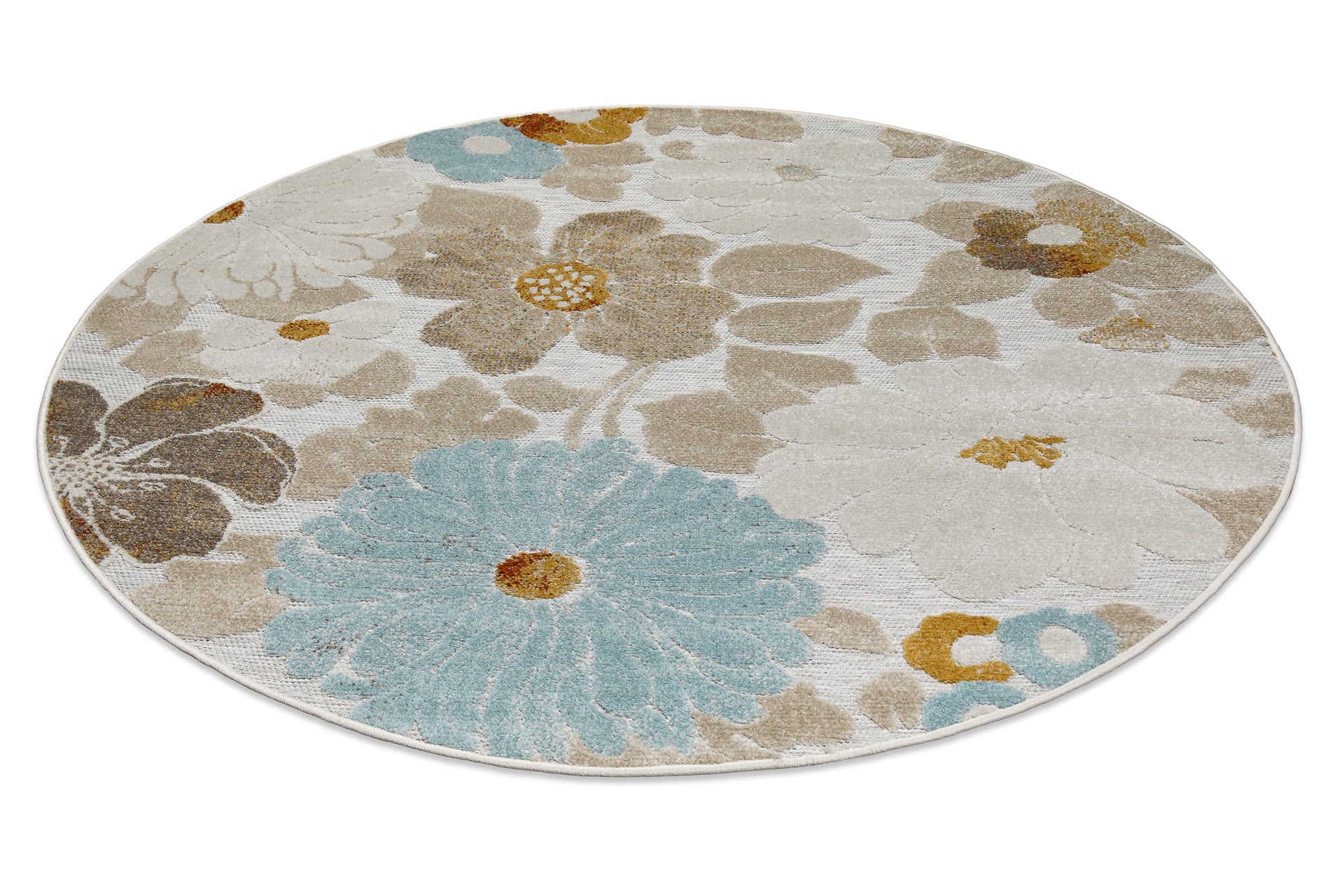 In & Outdoorteppich Rund Beige "BeachFlower" WECONhome