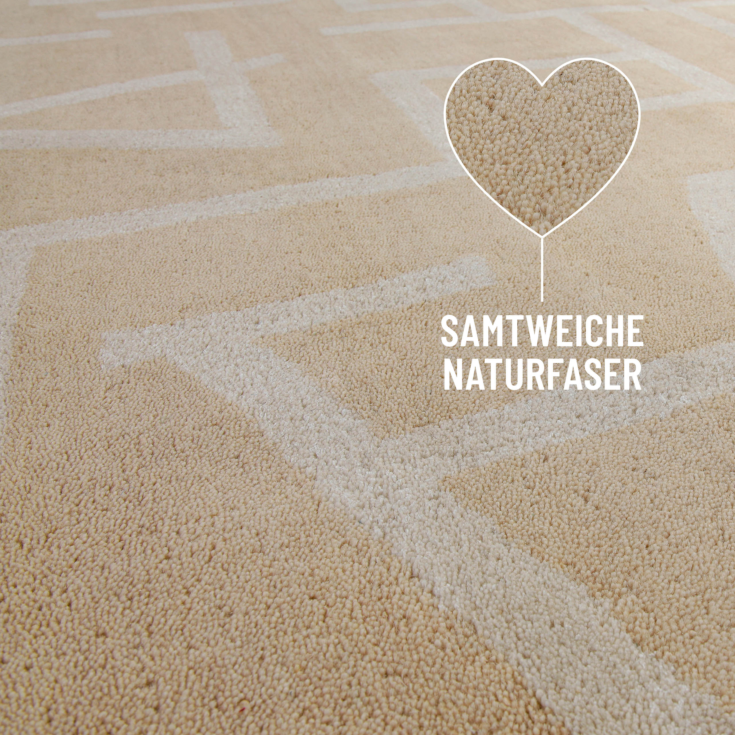 Kurzflor Teppich aus Schurwolle Sand Beige "Beatrice" WECONhome