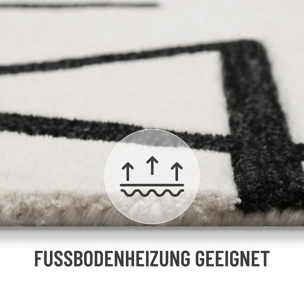 Kurzflor Teppich aus Schurwolle Creme Weiß "Beatrice" WECONhome