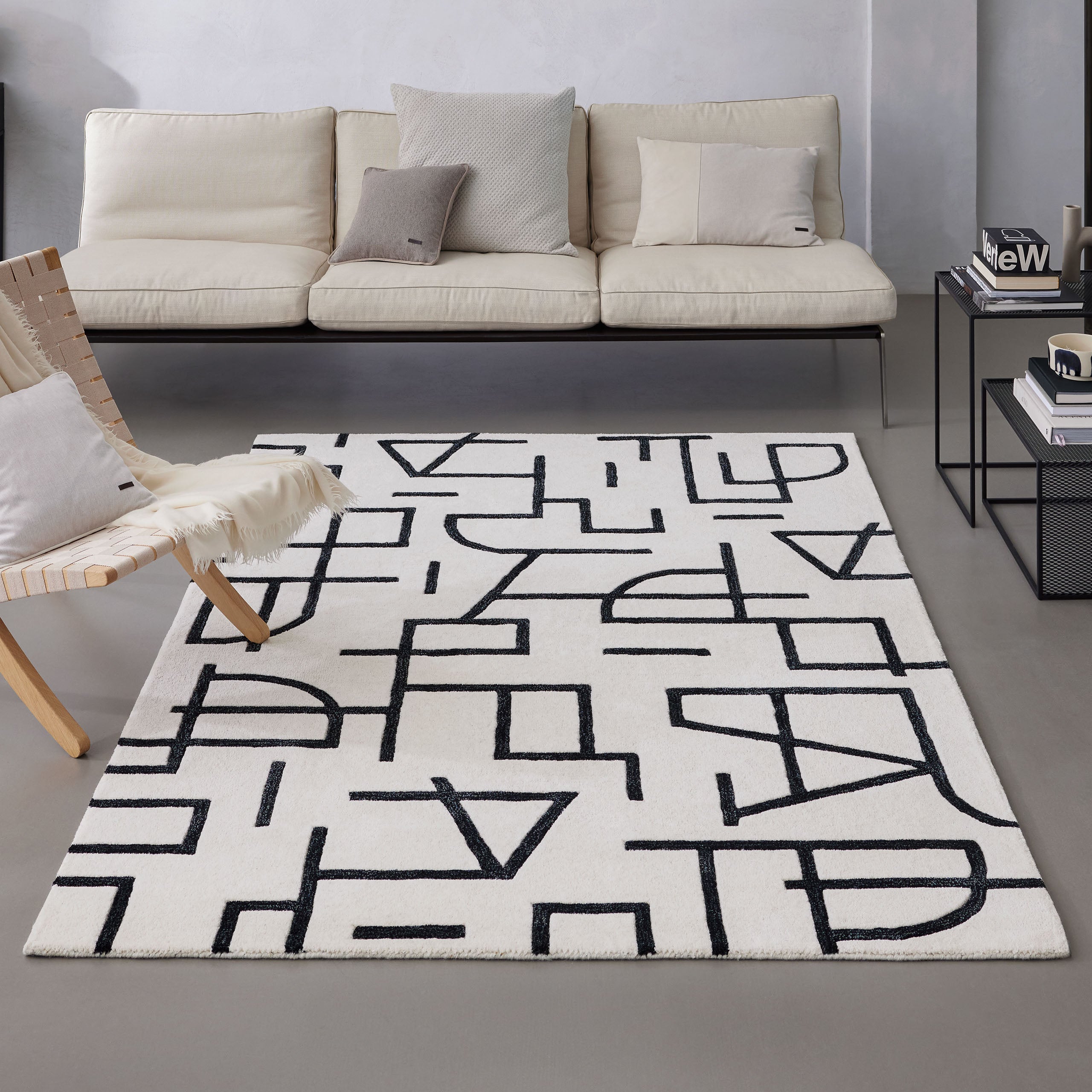 Kurzflor Teppich aus Schurwolle Creme Weiß "Beatrice" WECONhome