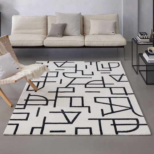 Kurzflor Teppich aus Schurwolle Creme Weiß "Beatrice" WECONhome