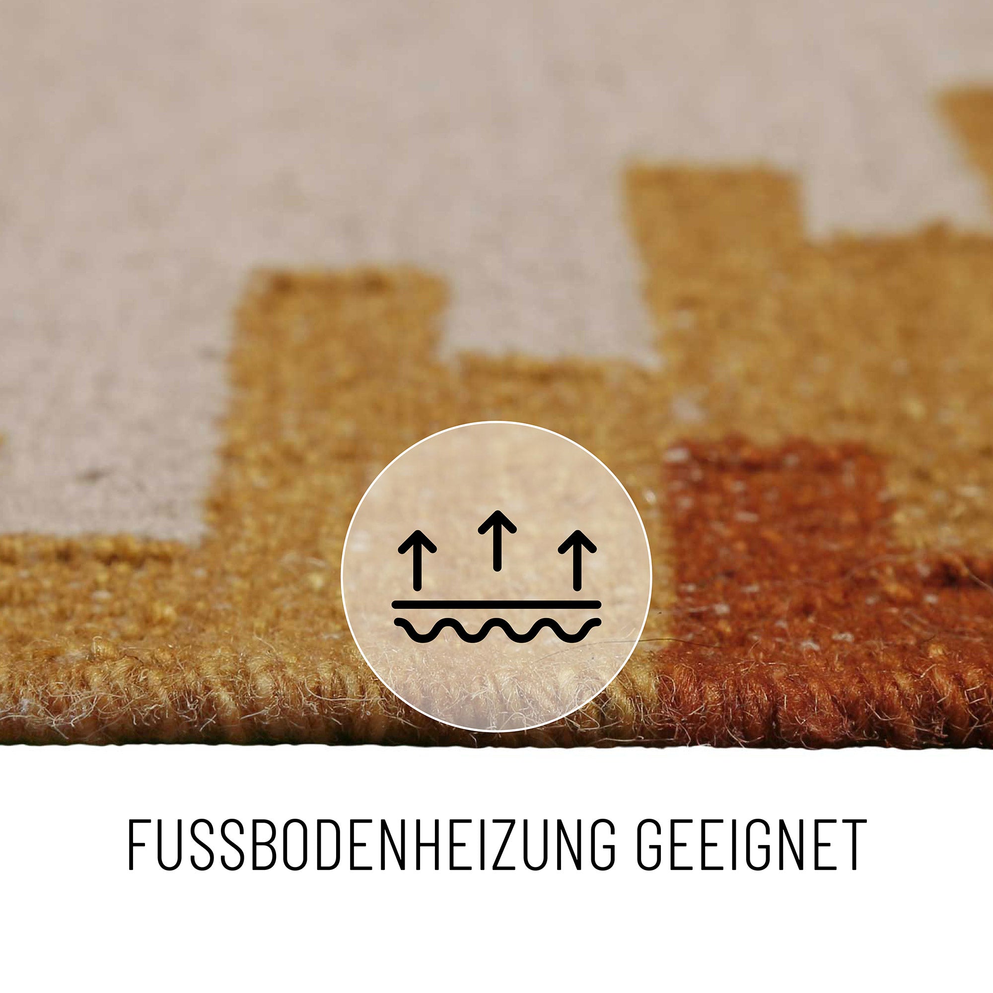 Kelim Teppich Beige Ocker aus Wolle "Belle" Green Looop