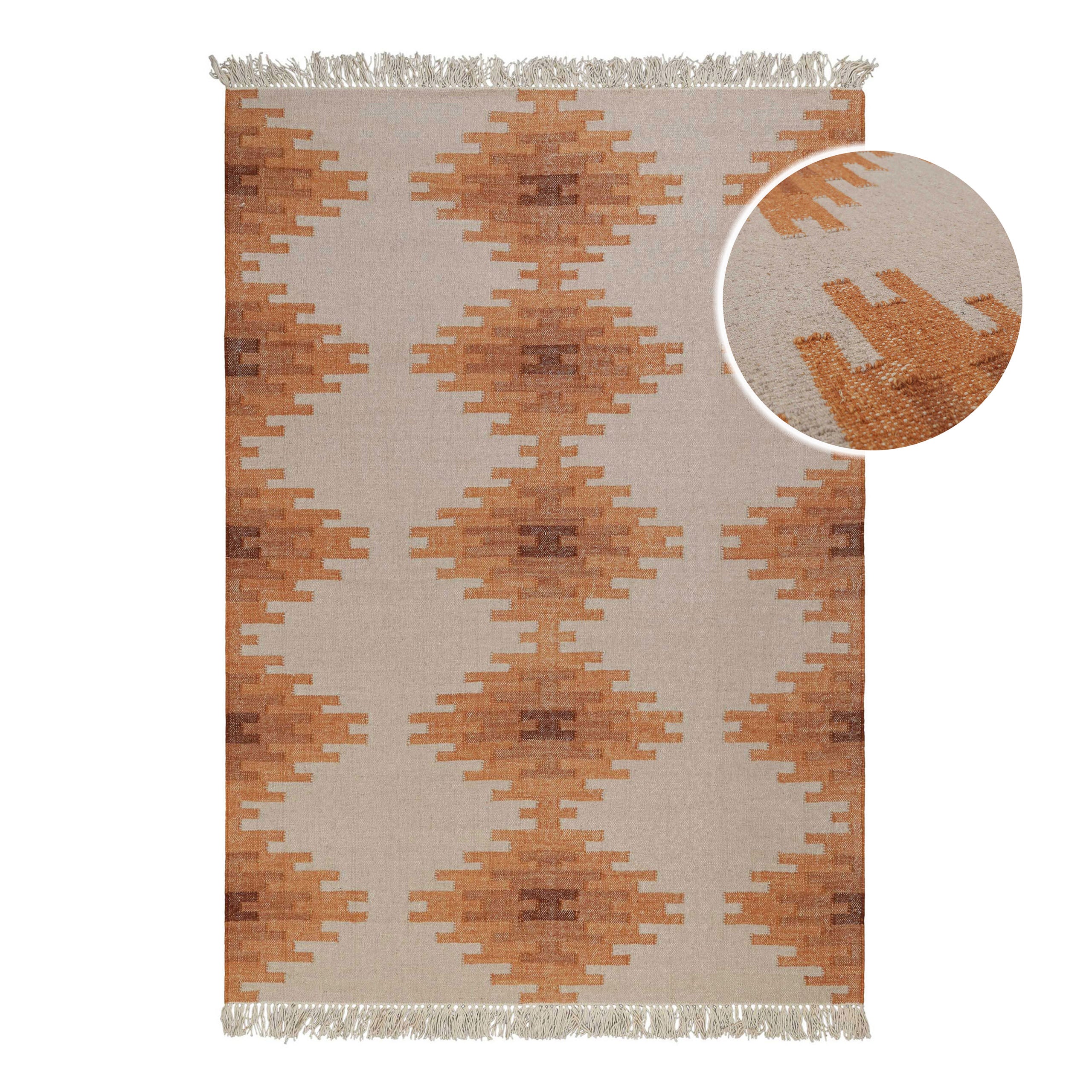 Kelim Teppich Beige Terracotta aus Wolle "Belle" Green Looop