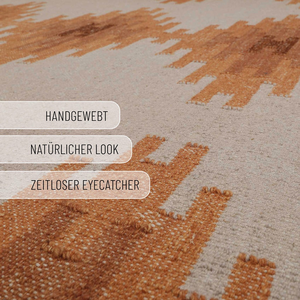 Kelim Teppich Beige Terracotta aus Wolle "Belle" Green Looop
