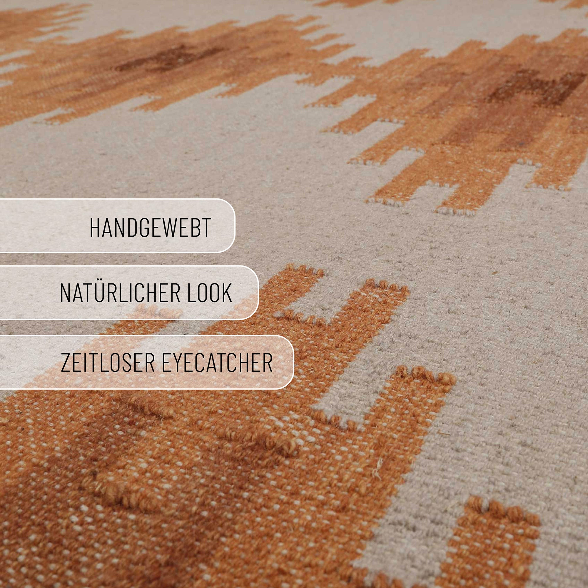 Kelim Teppich Beige Terracotta aus Wolle "Belle" Green Looop