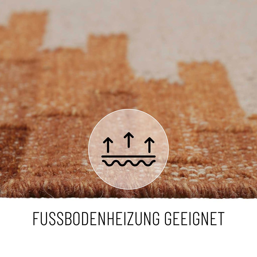 Kelim Teppich Beige Terracotta aus Wolle "Belle" Green Looop
