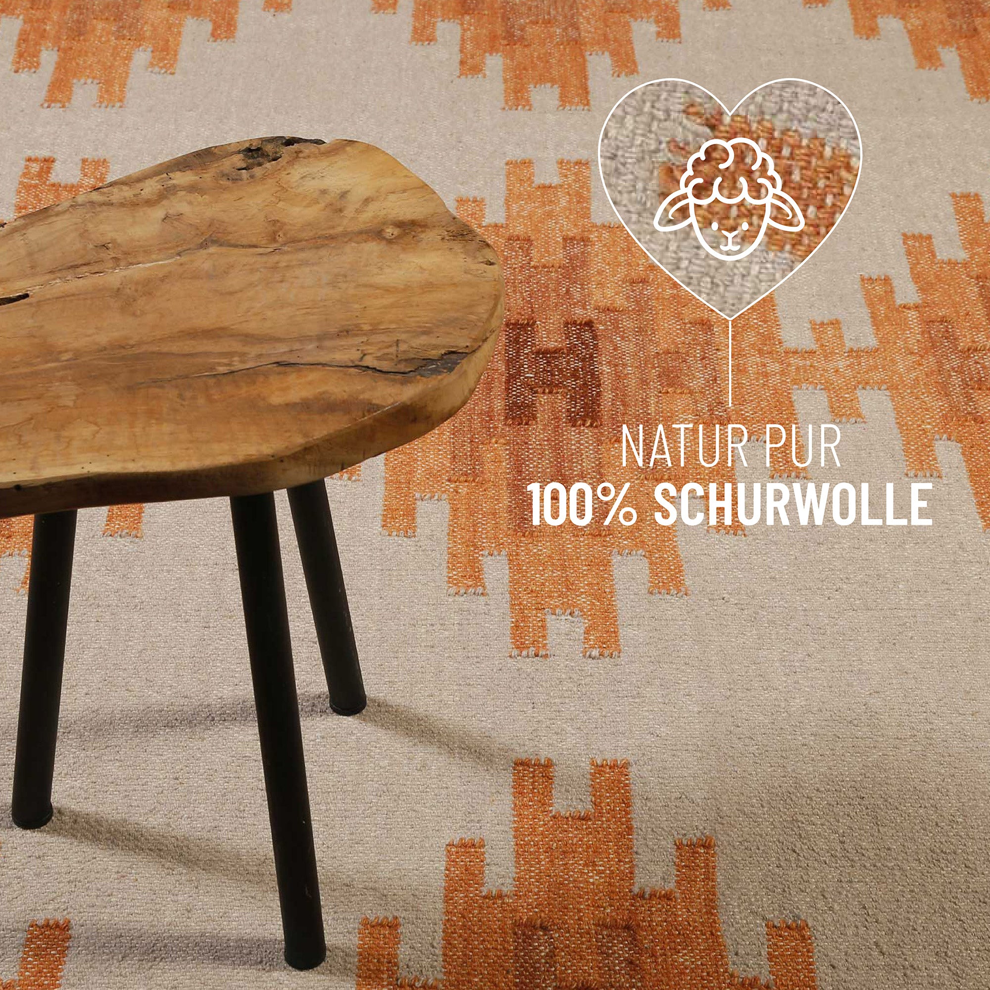 Kelim Teppich Beige Terracotta aus Wolle "Belle" Green Looop
