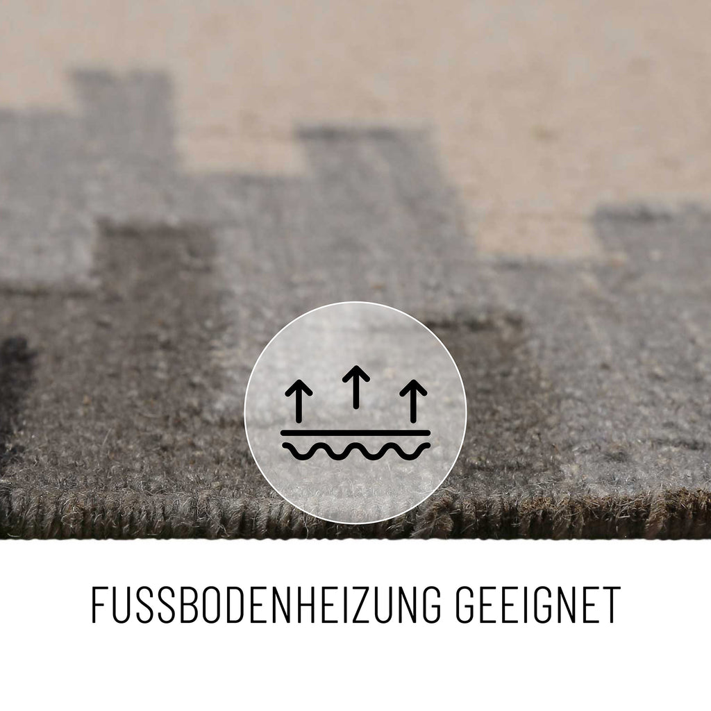Kelim Teppich Beige Grau aus Wolle "Belle" Green Looop