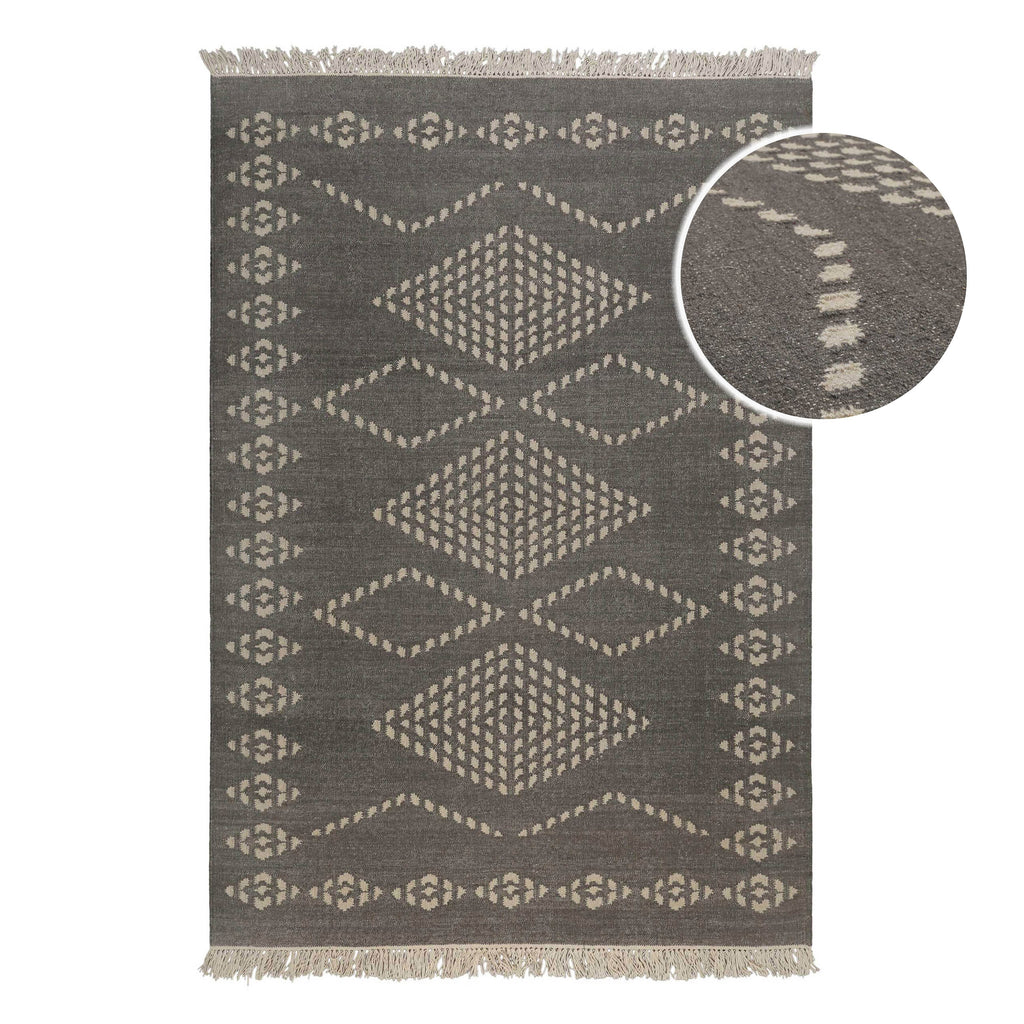 Kelim Teppich Dunkelgrau aus Wolle "Belmont" Green Looop