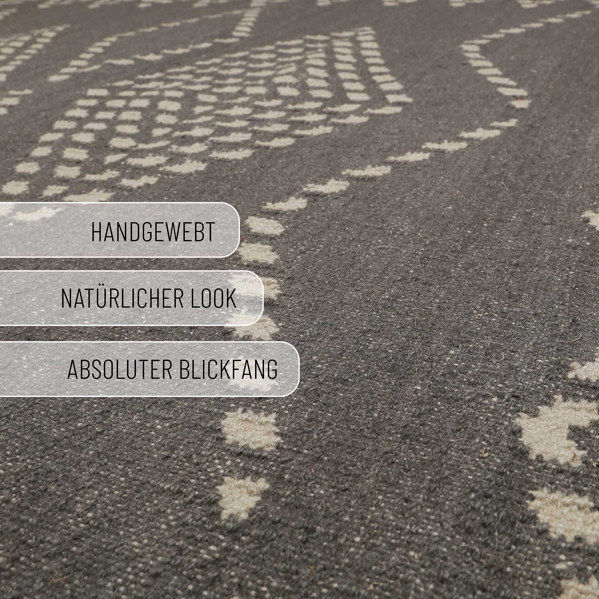 Kelim Teppich Dunkelgrau aus Wolle "Belmont" Green Looop