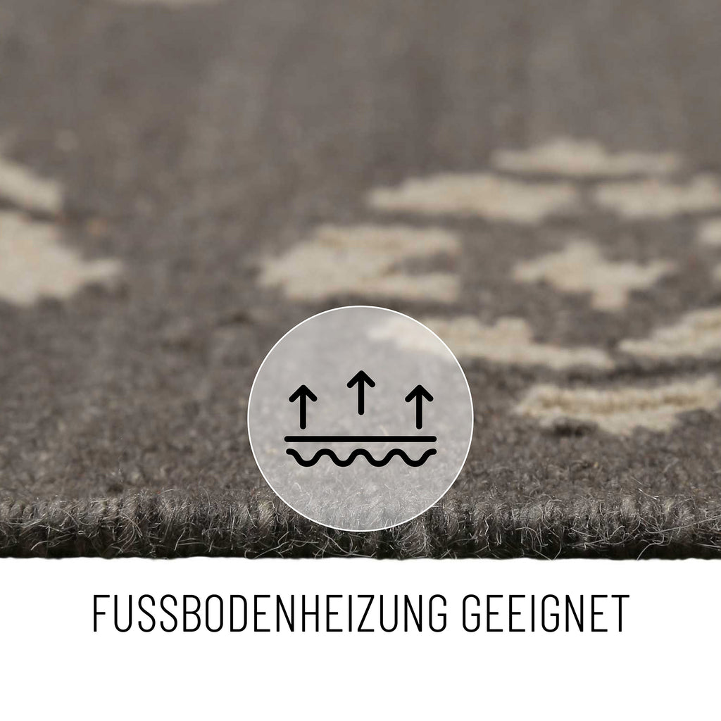 Kelim Teppich Dunkelgrau aus Wolle "Belmont" Green Looop